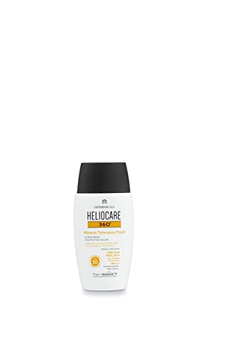 Heliocare 360 Mineral Tolerance Fluid SPF50 50ml / Mineral Sunscreen For Face/Daily UVA UVB Visible Light and infrared-A Hypoallergenic Sun Prote