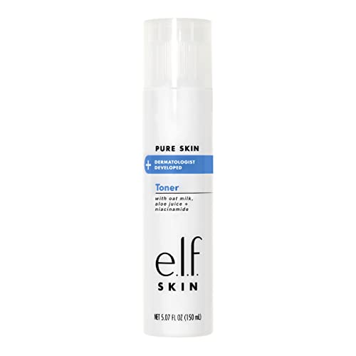 e.l.f. Pure Skin Toner, Gentle, Soothing & Exfoliating Daily Toner for A Smoother-Looking Complexion, Made with Oat Milk, Aloe Juice & Niacinamid