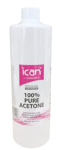 Ican London 100% Pure Acetone Nail Polish Remover UV GEL Soak Off 500ML