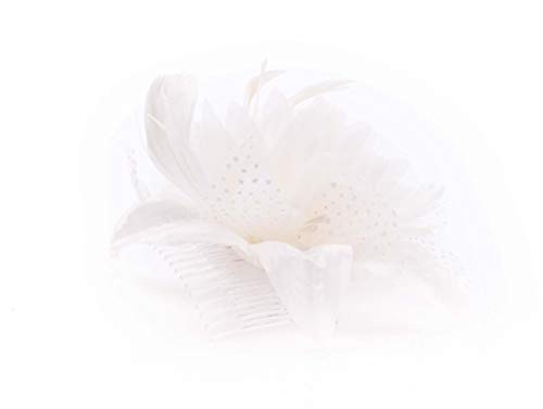 Feather Comb Fascinator for Women Wedding Ascot Races Christening Hair Piece (Royal Blue)