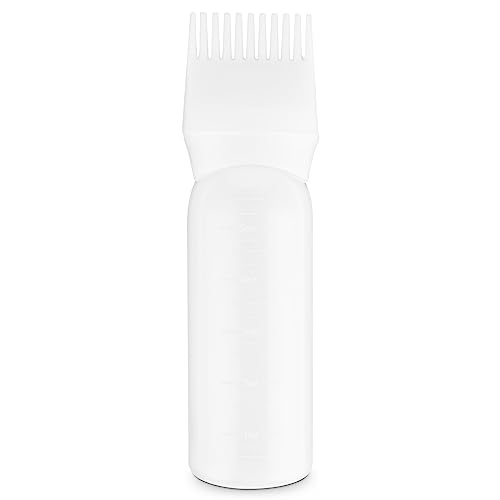 Root Comb Applicator Bottle 6 OZ Hair Oil Applicator Applicator Bottle for Hair Dye Bottle Applicator Brush with Graduated Scale, Profssional Bru