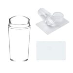 Nail Stamper Kit, Silicone Nail Jelly Stampers with Scraper and 3D Nail Sticker Curve Stripes, Clear Nail Art Stamp Manicure Tools for French Tip