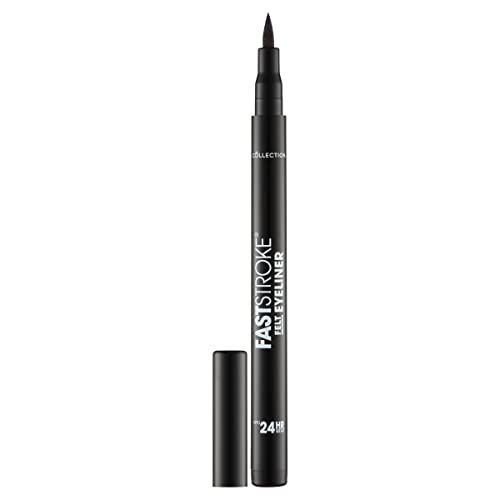 Collection Cosmetics Fast Stroke Felt Tip Eyeliner with Fine Tip, Long Lasting 24h, Quick Drying Formula, 4ml, Black
