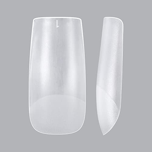 AILLSA Square Nail Tips - Half Matte Full Cover Nail Tips No Filed, 360Pcs Fake False Soft Gel Short Nail Tips Pre-shaped Acrylic Clear Gelly Tip