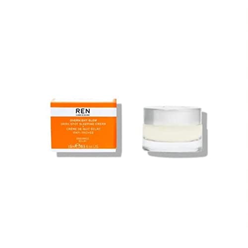 REN Clean Skincare Overnight Glow Dark Spot Sleeping Cream | Reduce Hyperpigmentation | Hydrating & Brightening Facial Moisturiser | Algae Comple