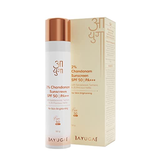 Ayuga 2% Chandanam Sunscreen SPF 50/PA+++ with Sandalwood, Turmeric and 26 Precious Herbs