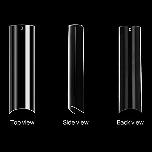 JUSTOTRY 700 Pcs No C Curve Clear Nail Tips No Glue, Extra Long Square Nails Tip Set, XXL Full Cover Fake Nails Tips for Women,Acrylic Straight F