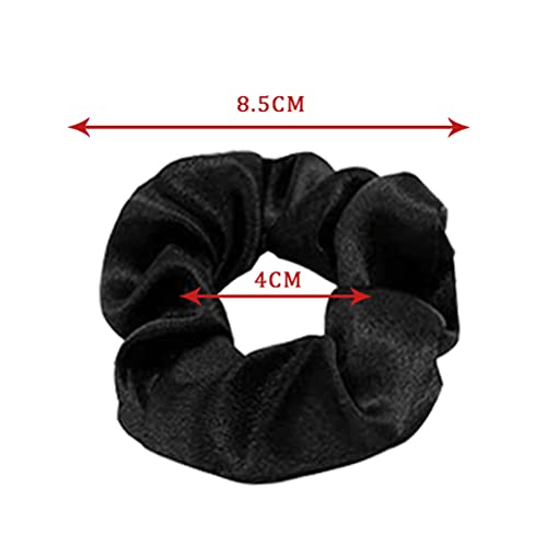 Lanjue 12pcs Fabric Scrunchies Hair Elastics Ties,Black Hair Scrunchies Elastic Hair Ties Women Accessories