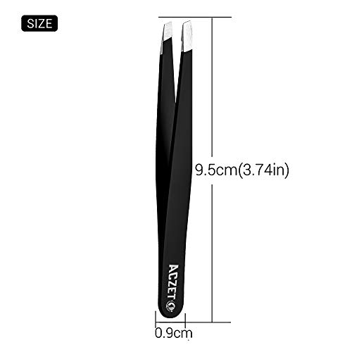 Eyebrow Tweezers, Professional Stainless Steel Precision Tweezers for Eyebrows Plucking, Ingrown Hair Remover (Black)
