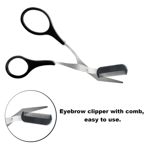 CONTINUAL Eyebrow Scissors, Stainless Steel Professional Precision Eyebrow Trimmer Tool with Comb, Small Eyebrow Grooming Beauty Tool for Men Wom