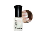 Chrome Nail Polish - White Pearl Glitter Nail Varnish Quick Dry Nail Polish Mermaid Shell Effect Gel Nail Long Lasting & Chip Resistant, No Need