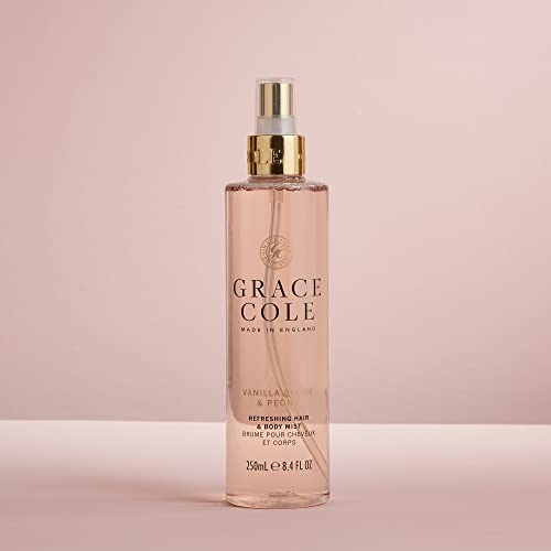 Grace Cole Vanilla Blush & Peony Refreshing Hair & Body Mist Fragrance Spray 250ml - Essential Oils - Vegan - Made In England