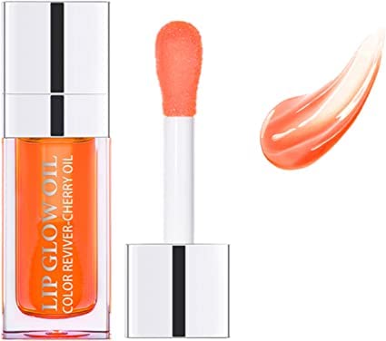 shnookz Plump Cherry Pink Lip Glow oil Crystal Jelly Lip Care Oil Moisturizing Lip Gloss Hydrating Polished Sexy Lip Tinted Lip Plumper Polished