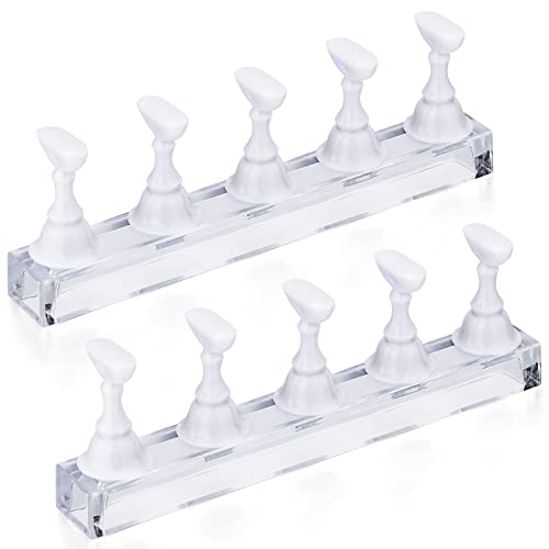 PROUSKY 2 Sets Nail Display Stand Fingernail DIY Nail Art Display Nail Tip Practice Holder Magnetic Nail Art Stand for False Nail Tip Manicure To
