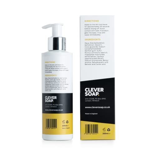 Clever Soap 3% Sulphur Face Wash - Exfoliating Blemish Control Cleanser - Suitable For Acne, Rosacea & Oily, Spot Prone Skin - Antibacterial, Sen