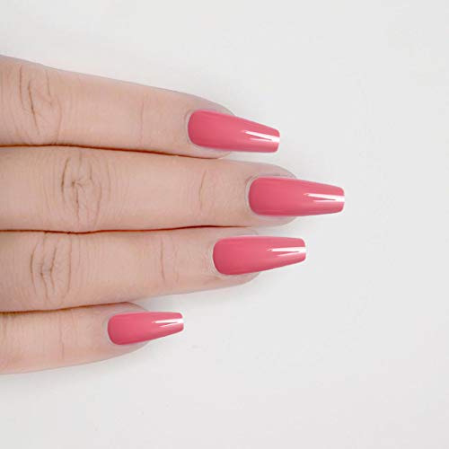 Laza 96 Pcs Colorful Fake Nails 4 Pack Long Ballet Ballerina Coffin Lotus Pink Nude Champagne Full Cover Long UV Coat Artificial Acrylic Nails -