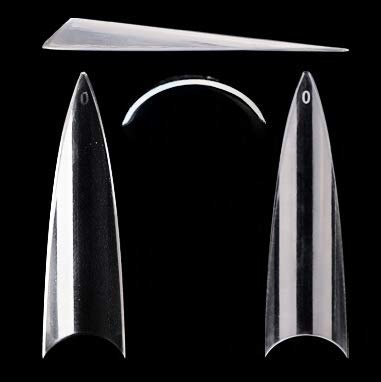 600 Pieces Extra Long XXL Stiletto Straight Pointed False Nail Tips Nail Extensions CLEAR Half Cover Acrylic False Nails Tips- Professional Salon