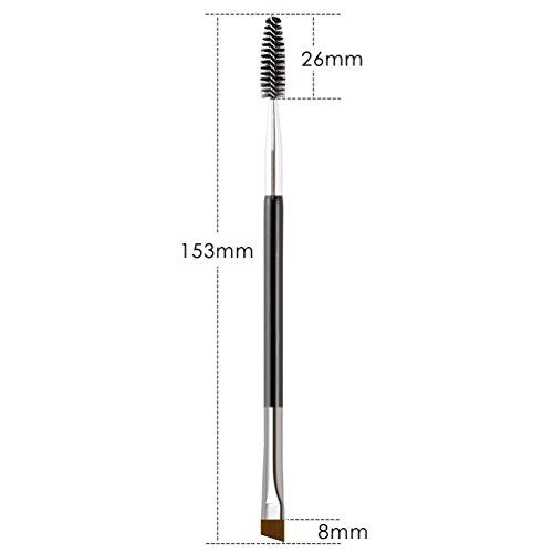 Eyebrow Brush, KINGMAS Professional Double-Ended Angled Eye Brow Brush and Spoolie Brush (Black)
