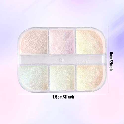 Chrome Nail Powder,6 Grids Aurora Powder for Nails,Shell Powder Mirror Effect Nail Powder for DIY Nail Art Decoration Pigment Body Face Decoratio
