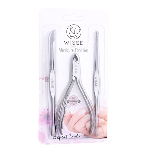Cuticle Pusher, Cuticle Nipper & File - Professional Nail Cuticle Remover Cutter Clippers Tool for Gel Nail Art Fingernails Toenails - 3 Pieces M