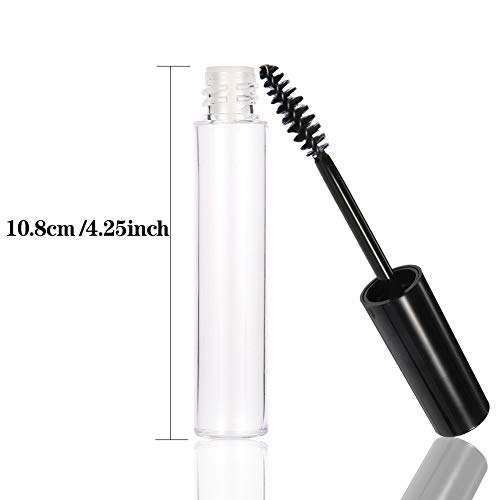 QINREN Refillable Empty Mascara Tube, 5 Pcs Clear Empty Bottle Tube Container with Inner Plug And Mascara Brushes Avoid Leaking for DIY Eyelash G