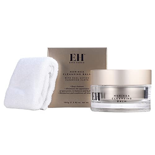 Emma Hardie Moringa Cleansing Balm with Cleansing Cloth (100ml) – Moisturizes & Conditions all Skin Types. Rebalances & Hydrates Skin. Removes Fa