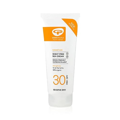 Green People Scent Free Sun Cream SPF30 200ml | Natural, Organic Sunscreen | Eczema Friendly, Sensitive Skin, Prickly Heat | Non Comedogenic, Non