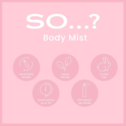 Body Mist By So…? Luscious Four Womens Body Mist Gift Set, with Pink Grapefruit, Vanilla, Candy Floss, & Sweet Pea, Fragrance Spray Set (4x100ml)