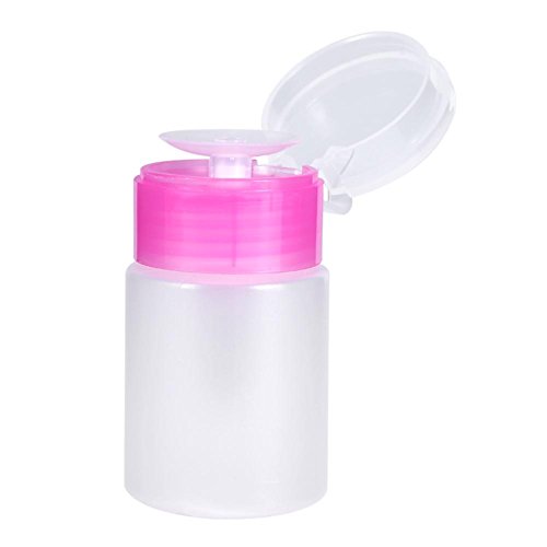 60 ML Pump Dispenser Bottle, Nail Polish Remover Cleanser Dispenser Nail Art Tool, 2 Colors Plastic Liquid Container with Flip Top Cap, Empty Tra