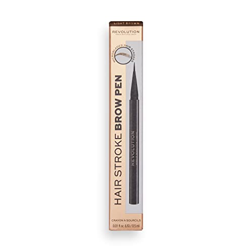 Makeup Revolution Hair Stroke Eyebrow Pen, Light Brown, 0.5 ml