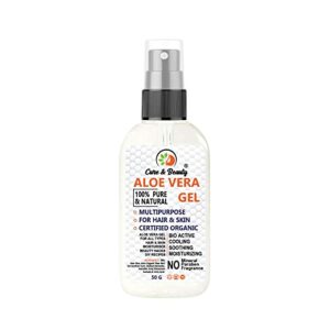 AFRO Cure & Beauty 100% organic Aloe Vera Gel 50ml cooling, Soothing & Hydrating multi-use Face Body Hair Care, After Sun Suitable for all skin t