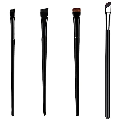 Eyebrow Brush,4pcs Eyebrow Eyeliner Brush Set,Flat Thin Eyeliner Brush Beveled Precision Gel Eyeliner Brush Fine Angled Eye Brow Brush Ultra Flat