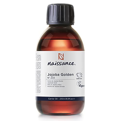Naissance Golden Jojoba Oil (No. 233) - 250ml - Pure Cold Pressed Unrefined - Natural Moisturiser For Skin, Face, Beard, Nails, Hair, Body, Scalp