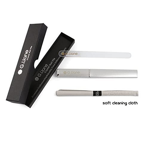 Crystal Glass Nail File - G.Liane Professional Double Sided Etched Glass Nail Files With Case For Shaping The Natural Nails And Artificial Nails
