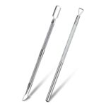 Sularpek 2 Pack Cuticle Pusher and Cuticle Peeler, Cuticle Pusher Stainless Steel Dual Head Nail Scraper,Nail Gel Polish Remover Tool for Fingern