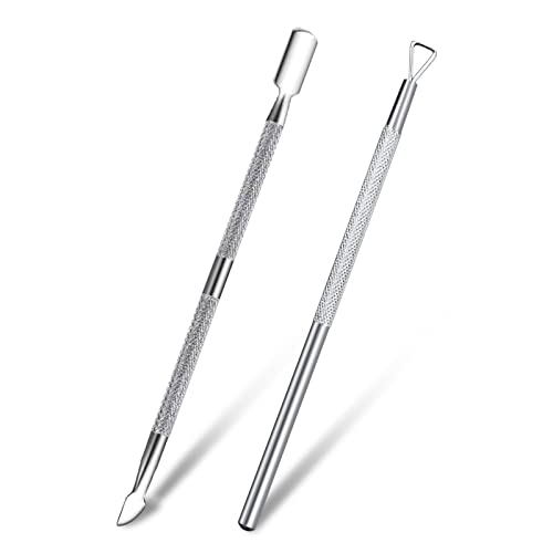 Sularpek 2 Pack Cuticle Pusher and Cuticle Peeler, Cuticle Pusher Stainless Steel Dual Head Nail Scraper,Nail Gel Polish Remover Tool for Fingern