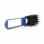 Portable Travel Folding Hair Brush With Mirror Compact Size Comb Outdoor Camping Travel Hair Styling Tools(Blue)