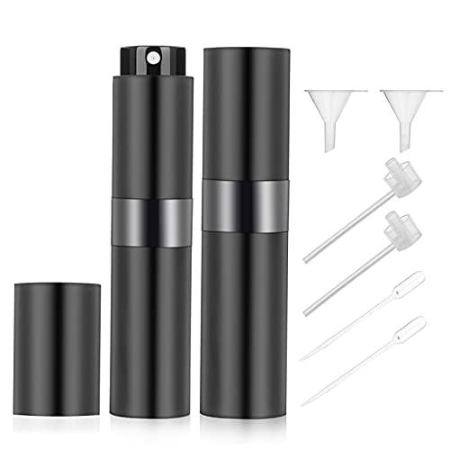 Molain 8ML Atomizer Perfume Spray Bottle for Travel,Portable Mini Perfume Atomizer,Refilable Empty Small Spray Bottle for Men and Women(2PCS,Blac