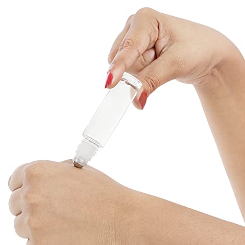 BELLE VOUS Clear Glass Roll-On Bottles & 3 Droppers (24 Pack) - 10ml Refillable Roller Bottles with Stainless Steel Balls - Essential Oils, Aroma