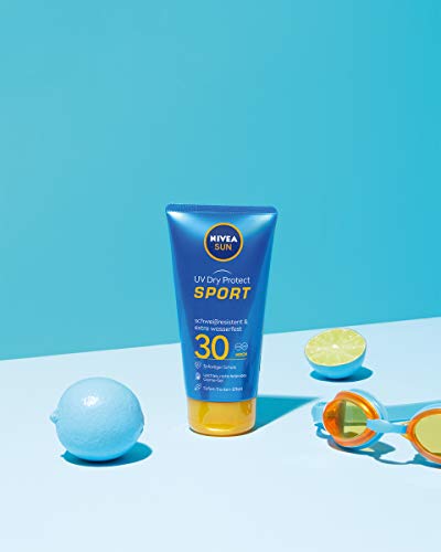 NIVEA SUN UV Dry Protect Sports Cream Gel SPF 30 (175 ml), Non-Greasy Sun Protection with Instant Dry Effect, Sweat-Resistant & Extra Waterproof