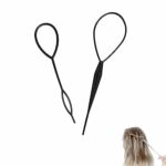 Hair Pull Through Tool, 2pcs Ponytail Pull Through Hair Hoop Tool, Braiding Tool topsy tail hair tool, Pony Tail Hair Tool, Hair Braiding Tools 2