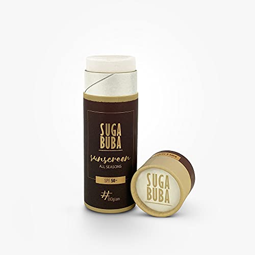 Suga Buba All Seasons Sunscreen Face Stick SPF 50, Eco-Friendly Paper Tube, Bio Face Care, Natural Protection & Ingredients, Face Moisturiser For