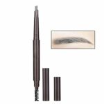 Eyebrow Pencil with Eyebrow Brush, Dual Ended Eyebrow Pen, Automatic Rotation Makeup Cosmetic Tool, Brow Enhancing Kit Makeup Pencils (Grey)