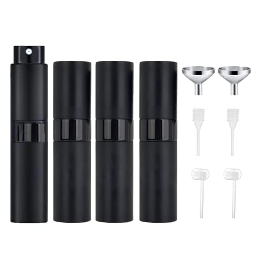Perfume Atomiser, 4PCS Black Perfume Travel Bottle,Bottle Perfume Atomisers Refillable,Spray Bottle Easy Atomizer, Portable Refillable Perfume At