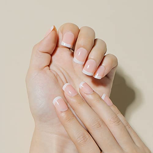 foreverLily 120 Pcs French False Nails, Short False Nails French Tip False Nails Full Cover Short French Nail Tips Press on French Manicure False