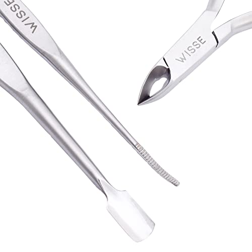 Cuticle Pusher, Cuticle Nipper & File - Professional Nail Cuticle Remover Cutter Clippers Tool for Gel Nail Art Fingernails Toenails - 3 Pieces M