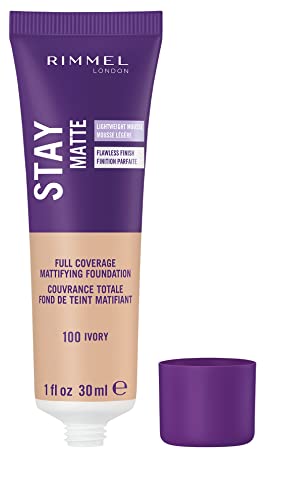 Rimmel London Stay Matte Liquid Mousse Foundation, Good Coverage and Oil-Free Formula, Ivory, 30 ml