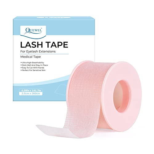 QUEWEL Lash Tape For Eyelash Extensions, Blue Eyelash Tape Microfoam Tape Eye Lint Free Tape Eyelash Breathable Tape Sensitive Skin Stick Well Ey