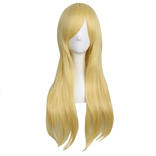 MapofBeauty 28" 70cm Long Curly Hair Ends Costume Cosplay Wig (Pink)