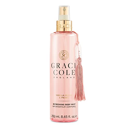 Grace Cole Vanilla Blush & Peony Refreshing Hair & Body Mist Fragrance Spray 250ml - Essential Oils - Vegan - Made In England